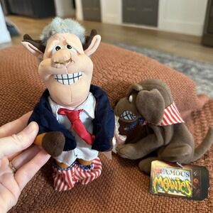 Vintage 1997 Infamous Meanies Bill Clinton & Buddy The Dog Plush Beanie NWT